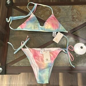 NWT Plumeria Swimwear tie-dye swimsuit (L) bottoms and (M) top.